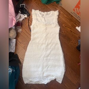 Chic Textured White Mini Dress